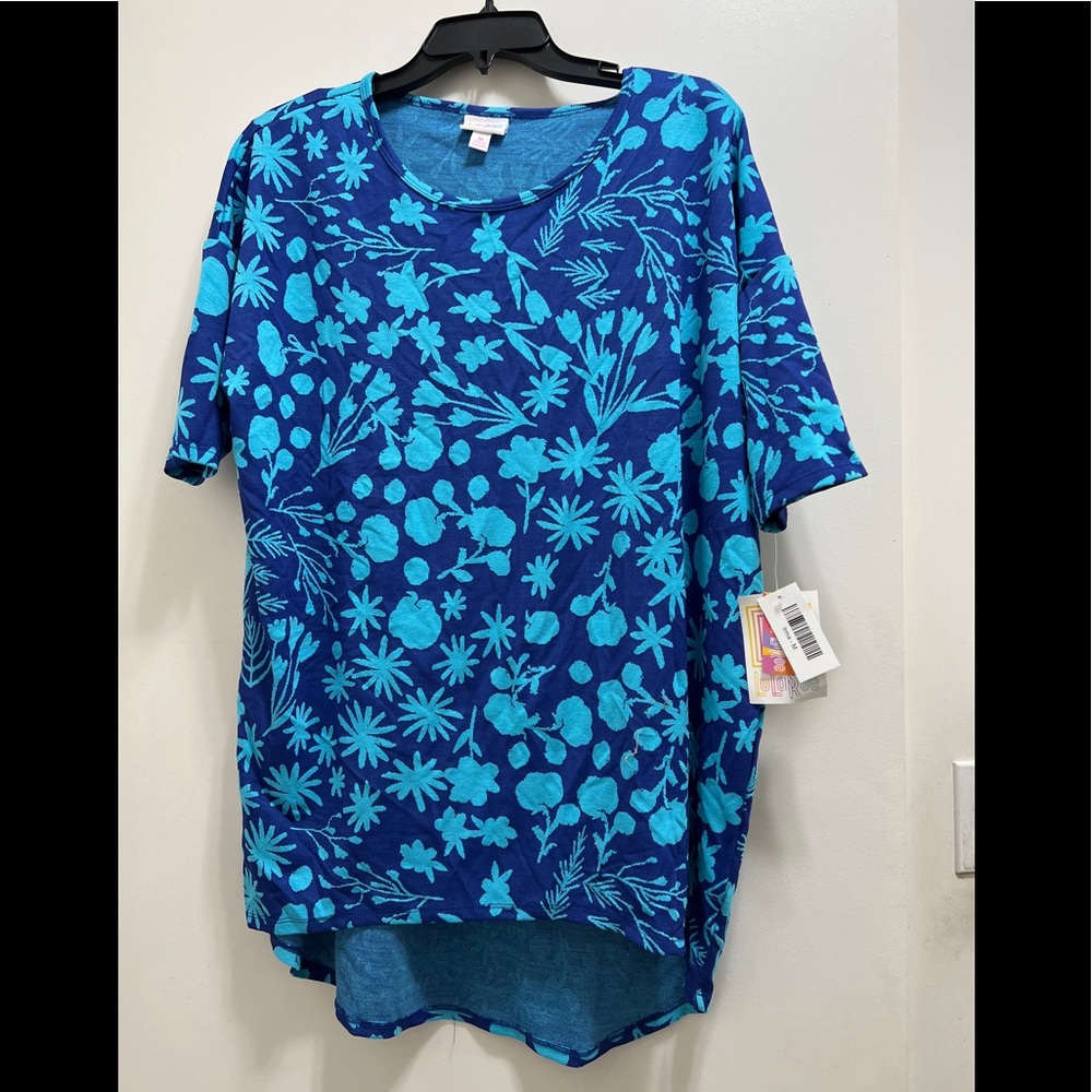 Lularoe Royal Blue and Light Blue Floral Irma Tunic Coverup